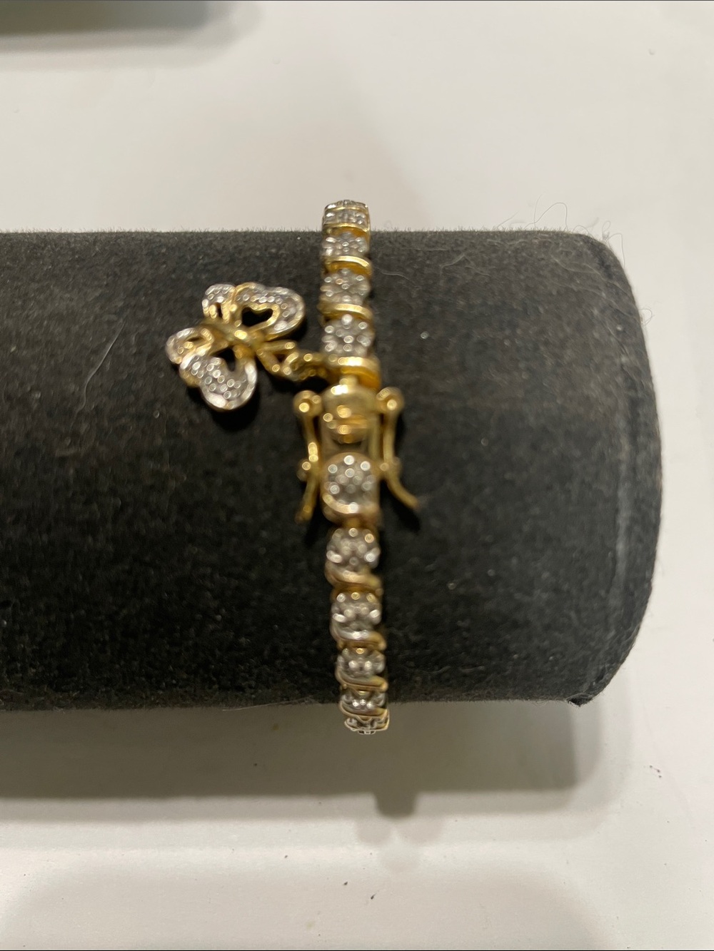 Gold-Tone Crystal Charm Tennis Bracelet   8/11/6